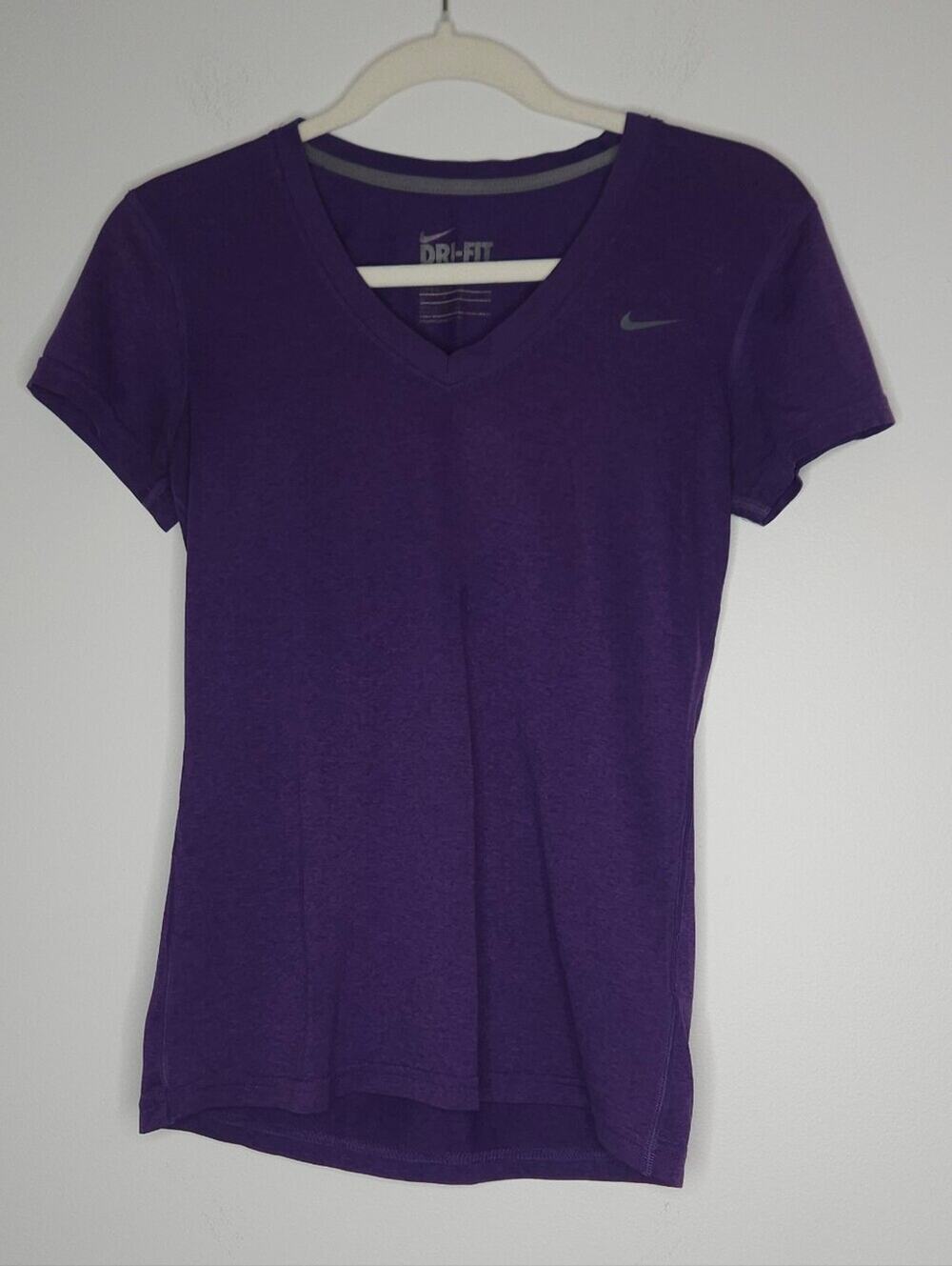 Nike Purple V-Neck Dri-FIT Short Sleeve Tee